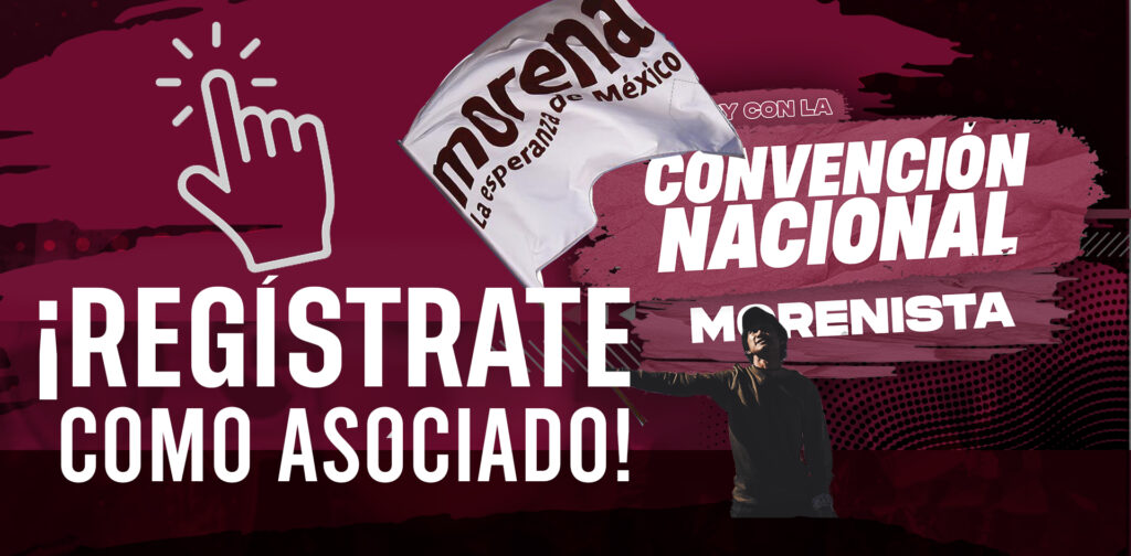 Imagen de llamada a la acción de Registrarte como Asociado de la Convención Nacional Morenista. El sapo y Morena